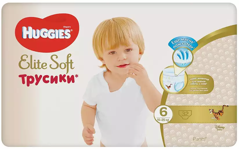 подгузники-трусики huggies elite soft 6