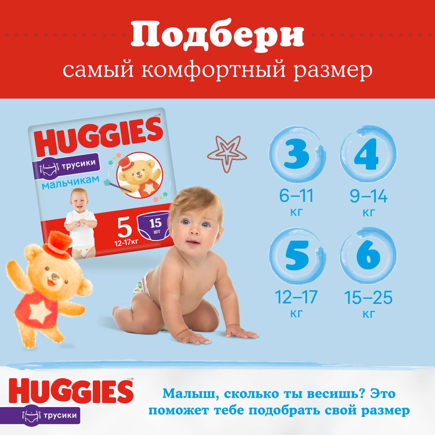 размеры памперсов huggies