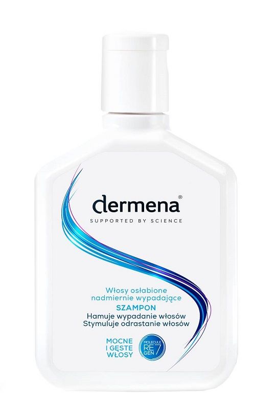 niebieski szampon do włosów dermena
