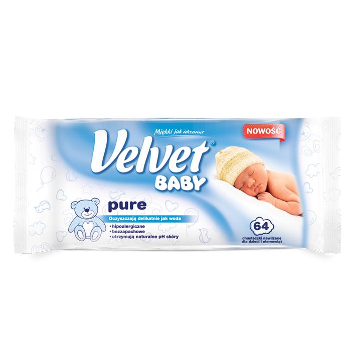 velvet baby chusteczki nawilżane pure 64 sztuk rossmann cena