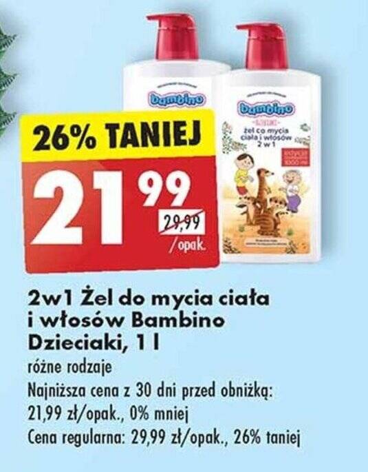 żel pod prysznic szampon 2w1 bambino biedronka