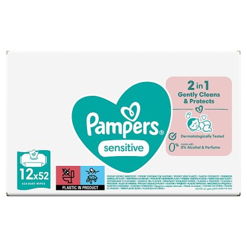 pampers sensitive chusteczki nawilżające 12x52 szt