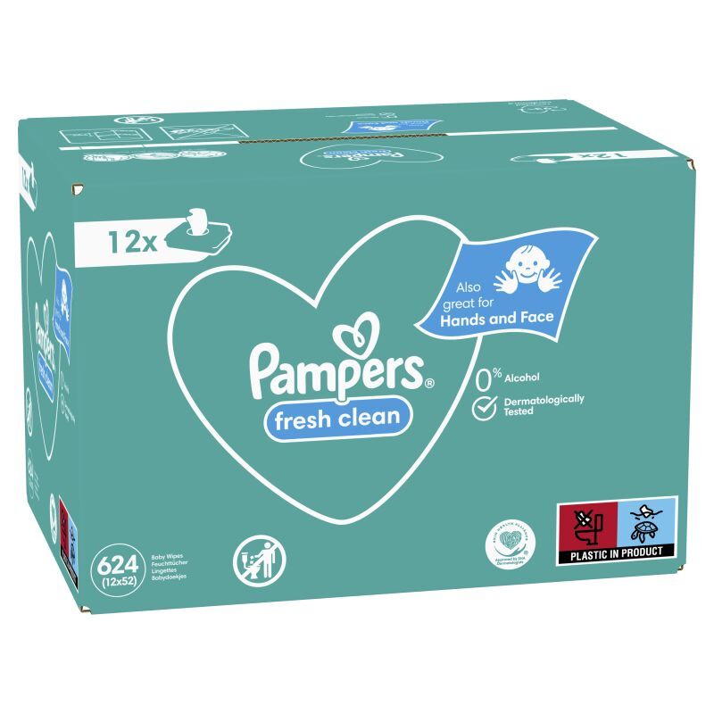 12x pampers sensitive 56 szt chusteczki nawilżane