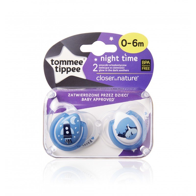 Tommee Tippee Nighttime Ortodontyczny smoczek silikonowy 6-18m 2 szt.