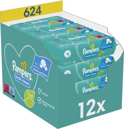 pampers fresh clean chusteczki nawilżające 12x52 szt