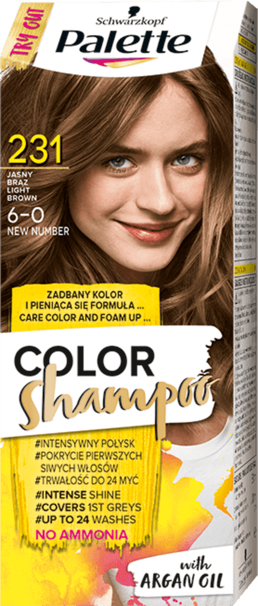 palette color shampoo szampon koloryzujący 231 jasny brąz