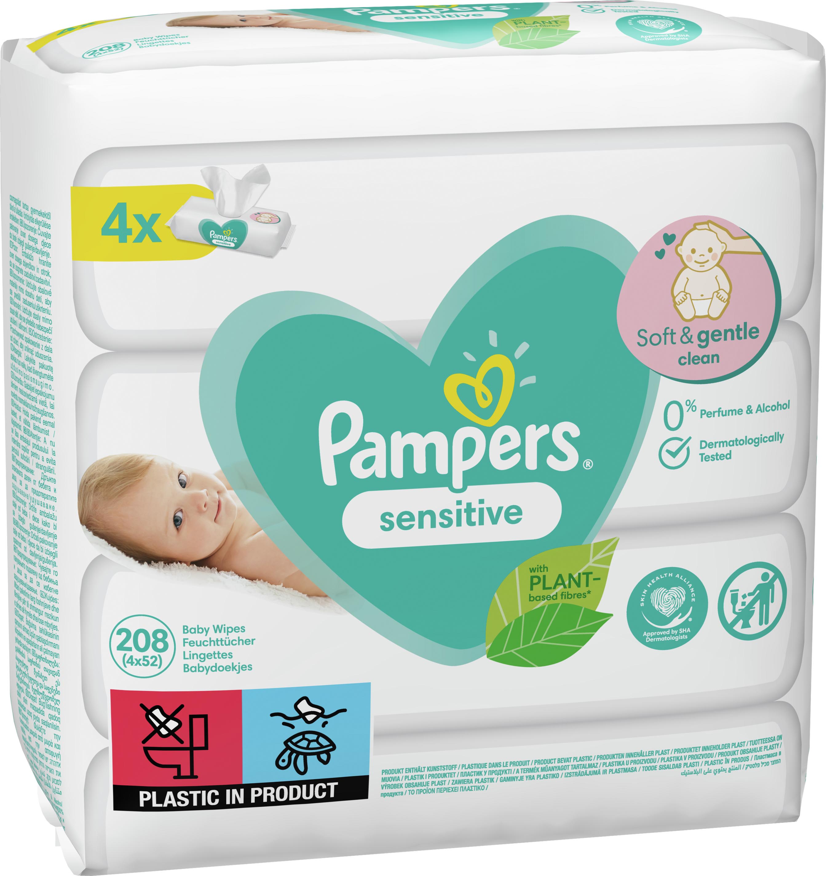 pampers sensitive chusteczki nawilżane 4x56 szt