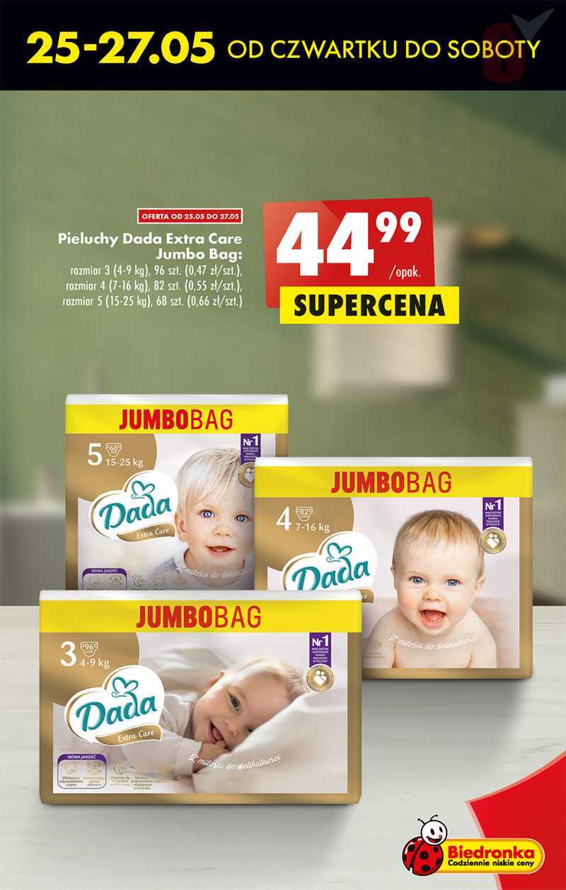 pieluchy dada extra care biedronka promocja