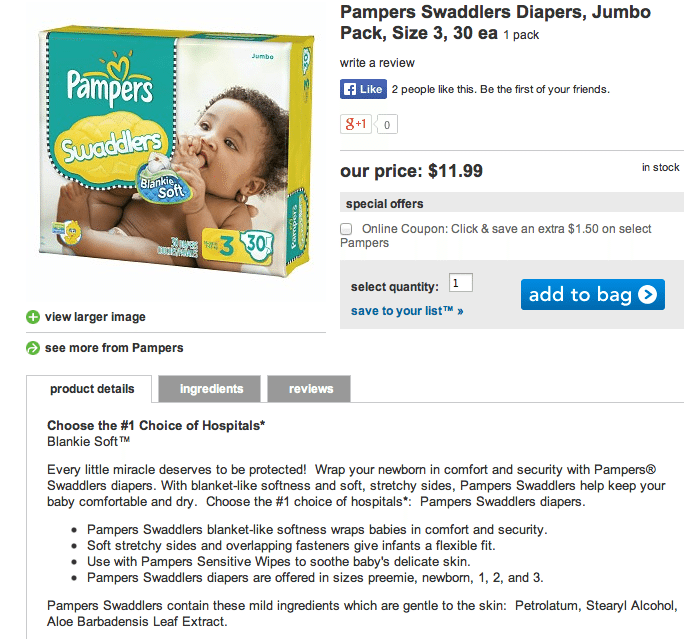 ingredients in pampers diapers