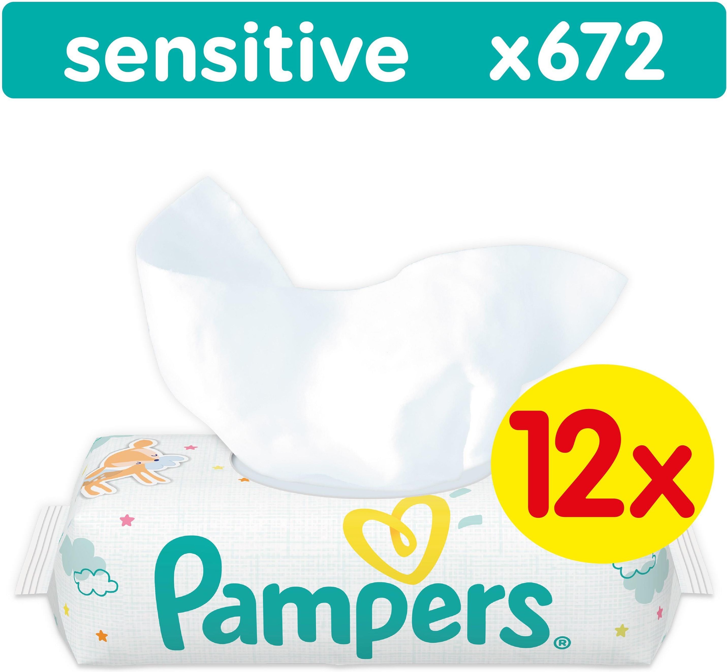 12x pampers sensitive 56 szt chusteczki nawilżane