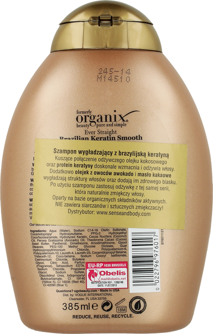 organix brazilian keratin smooth szampon do włosów