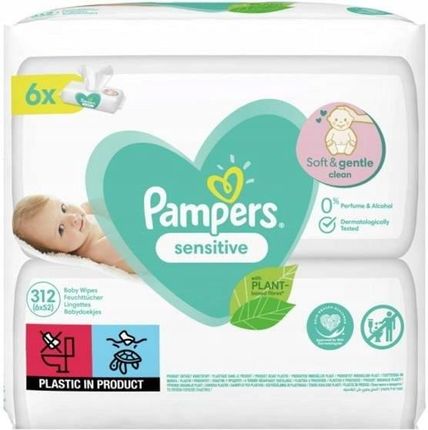 pampers sensitive chusteczki nawilżane 6x56szt