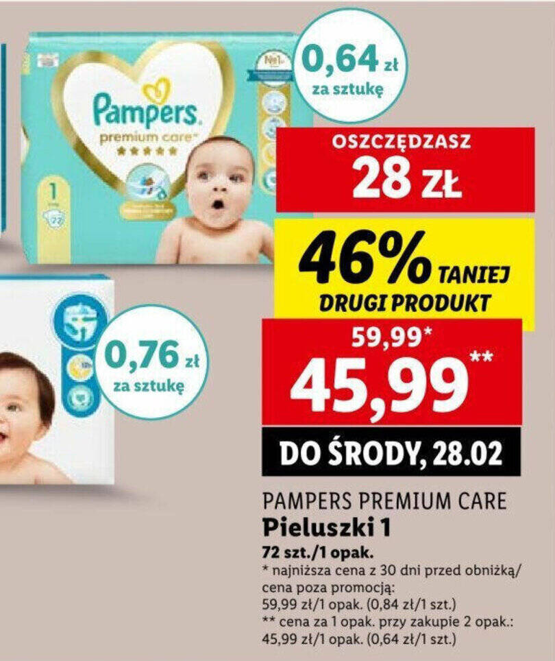 promocja pieluszki pampers premium 1