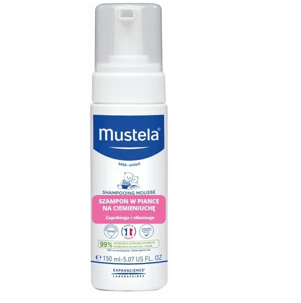 mustela bebe szampon w piance na ciemieniuchę