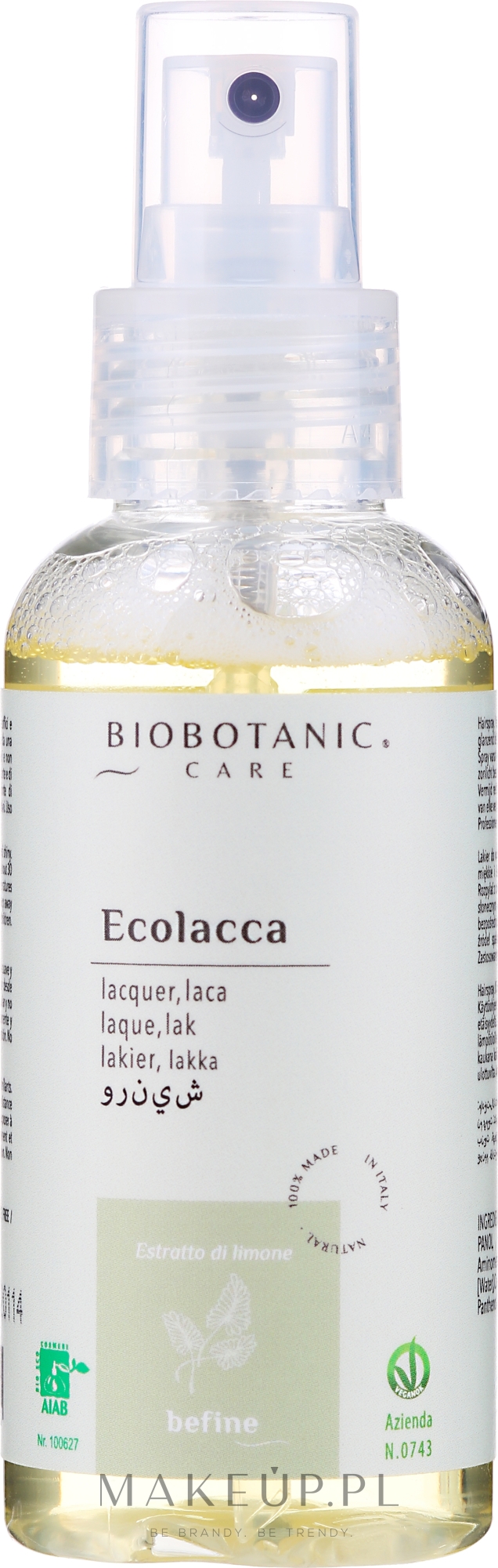 biobotanic befine lakier do włosów ekologiczny 500 ml