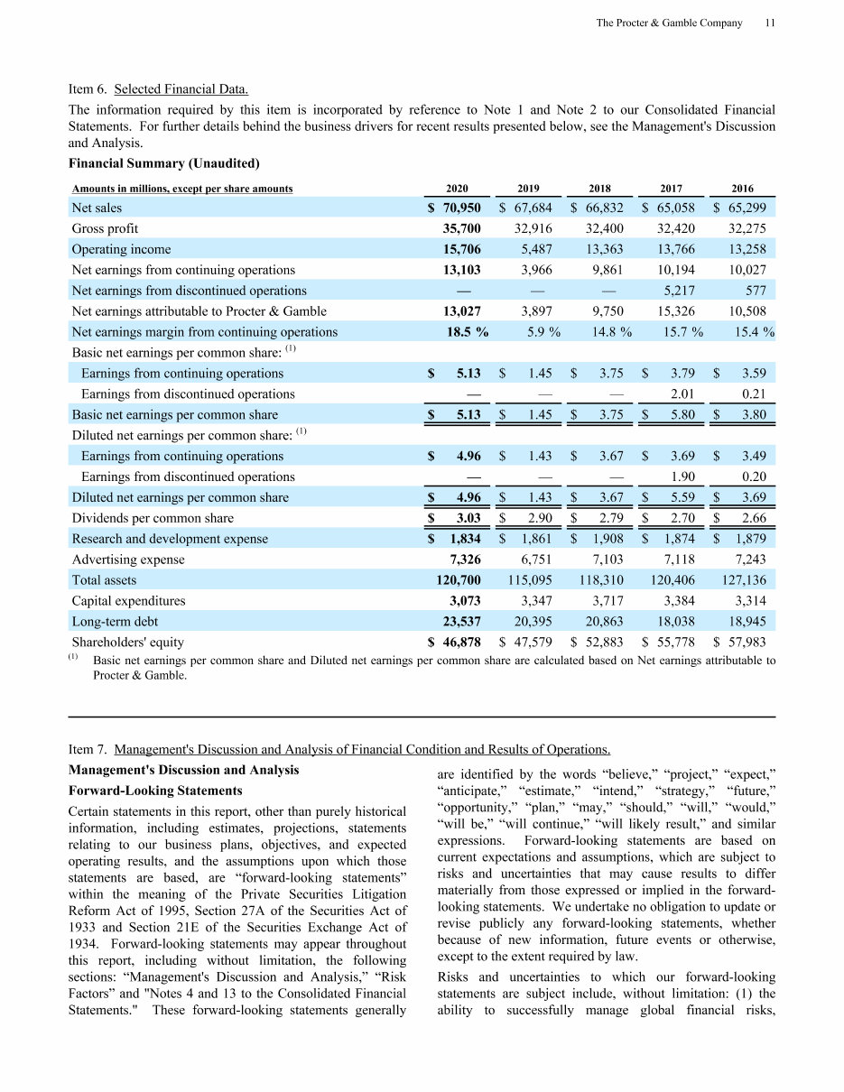 pampers financial statements 2018