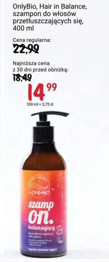 szampon do włosów przetłuszczających 250 ml only bio