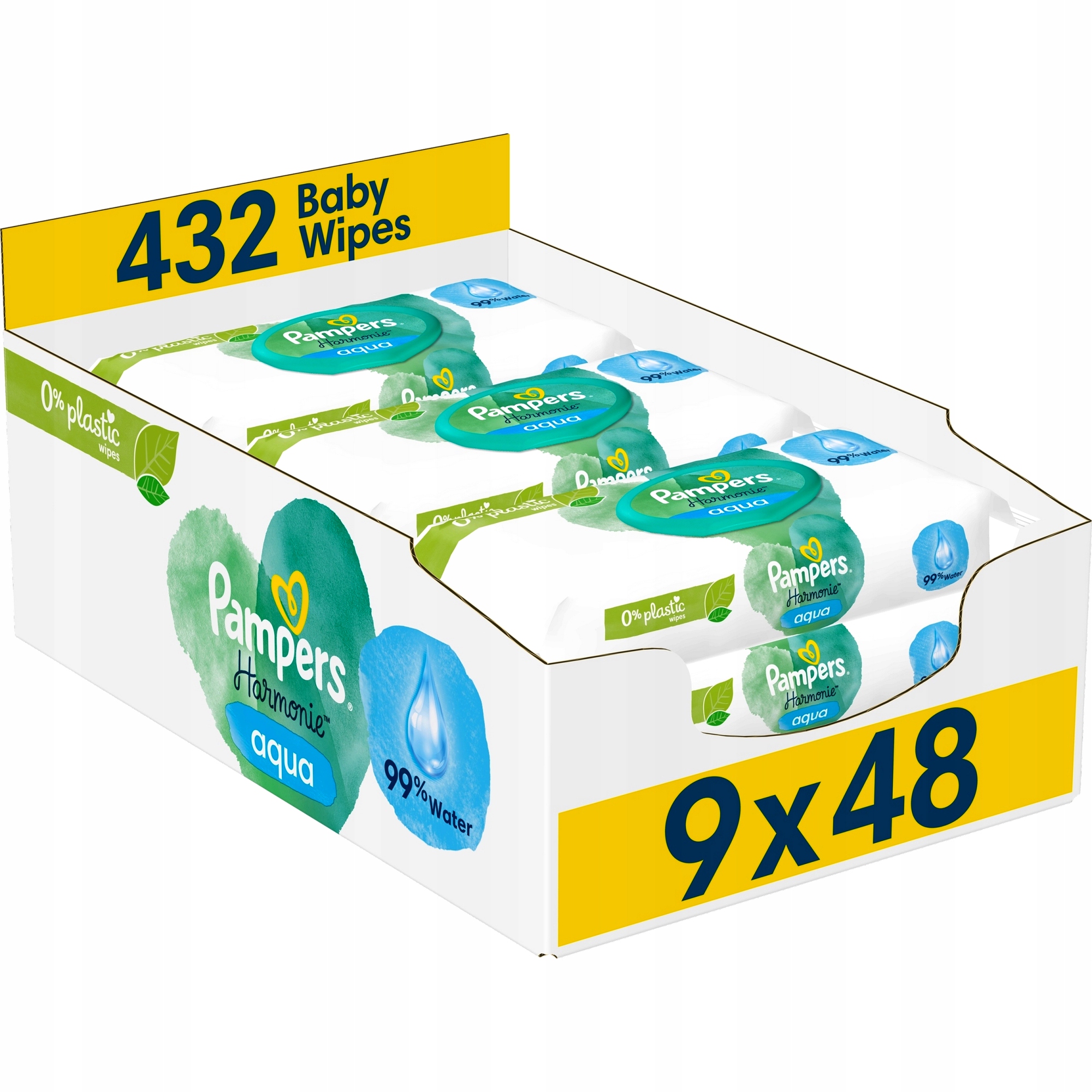 pampers aqua pure chusteczki nawilżające 9x48 szt