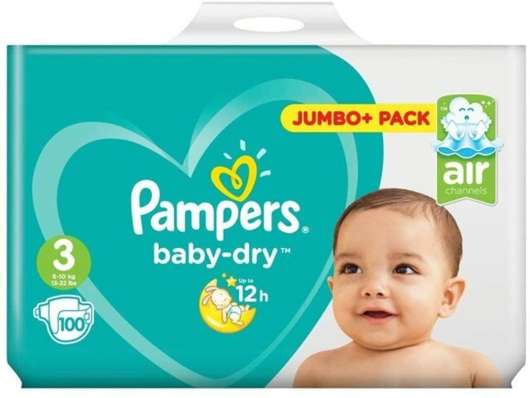 pampers baby dry size 3 jumbo+ pack 100 nappies