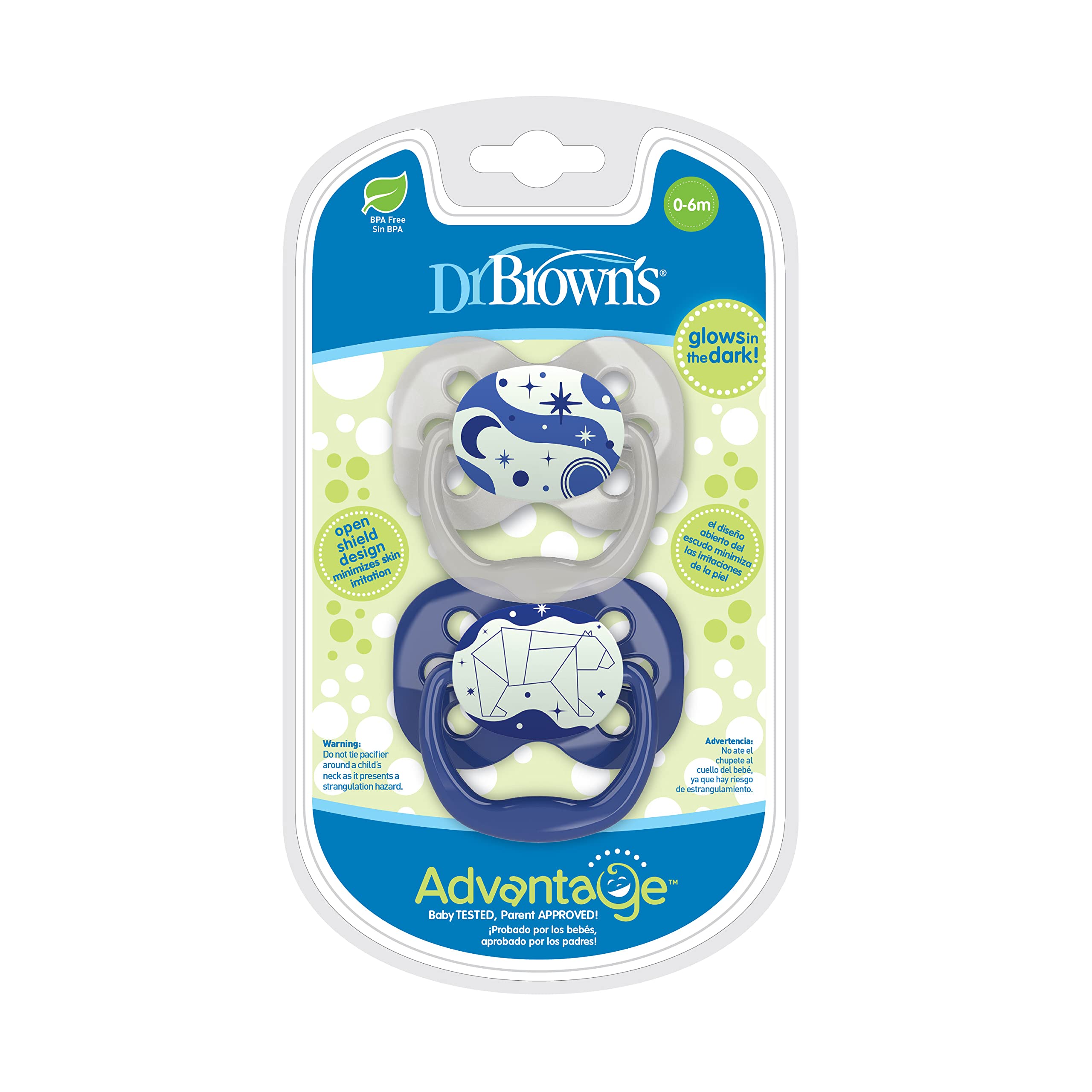 Dr.Browns PA12003 Glow in the dark silicone pacifier 0-6m.