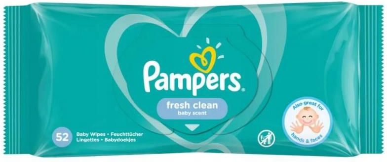 pampers fresh clean chusteczki nawilżające 12x52 szt