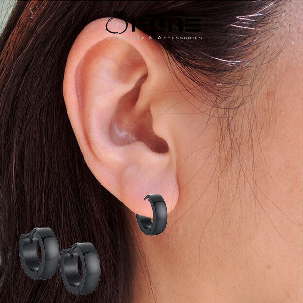 black huggie earrings