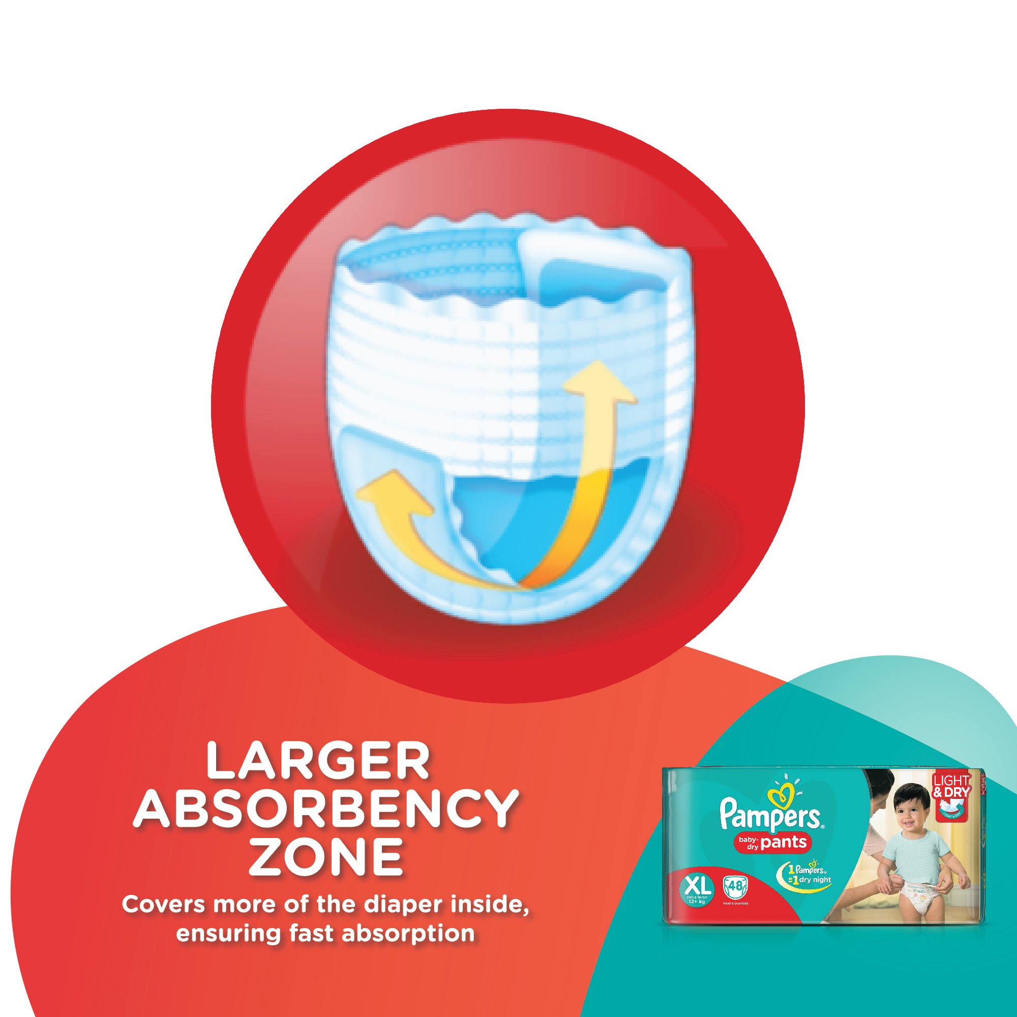 pampers diaper pants extra large 12 kg plus 48 pieces