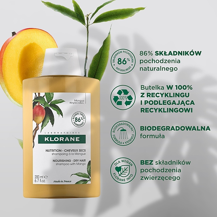 klorane szampon odżywczy na bazie wyciągu z mango 200 ml