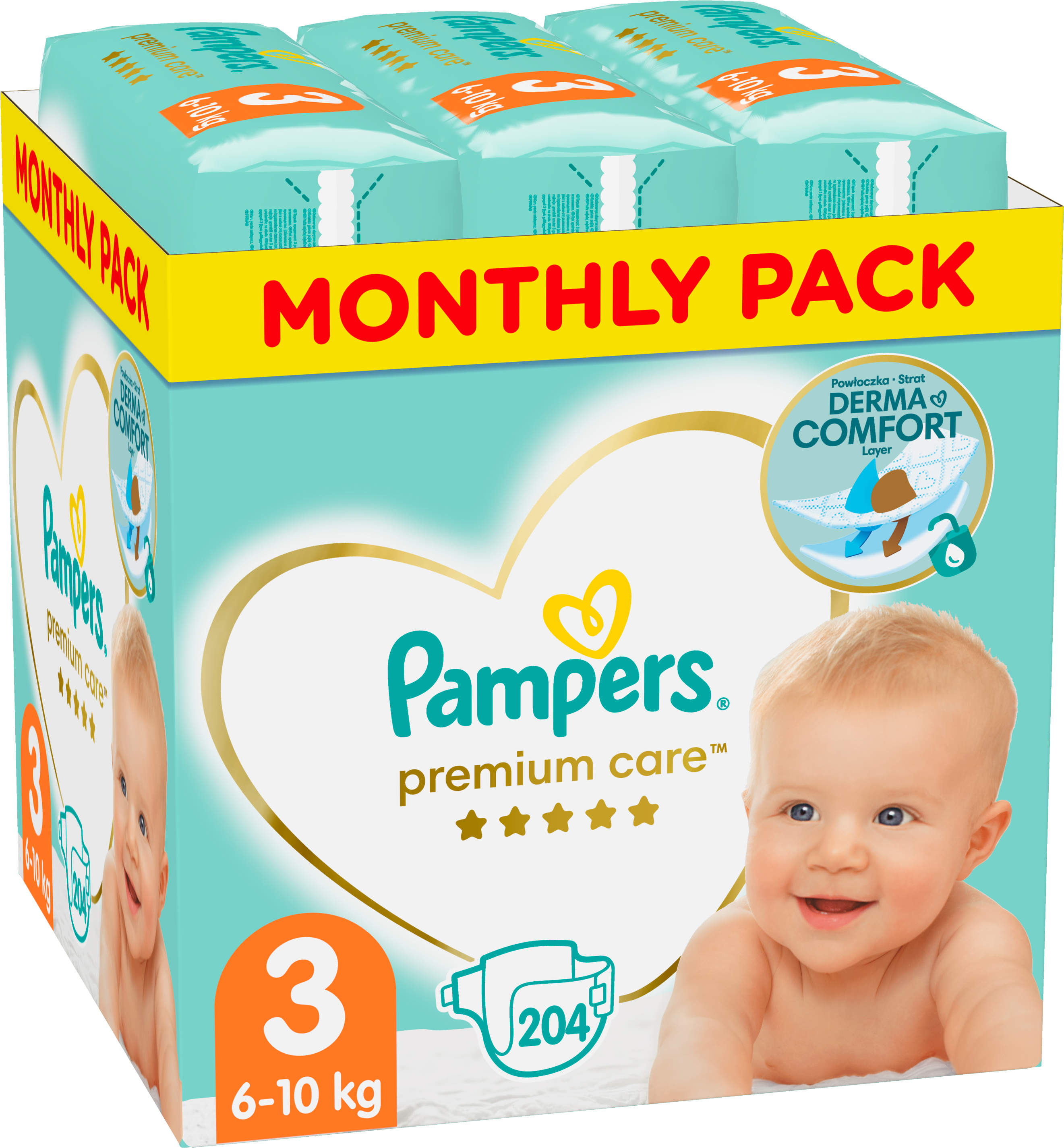 pampers premium care 3 edge 204 szt