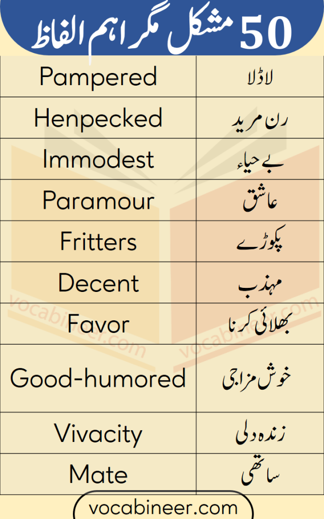 pamper me meaning in urdu