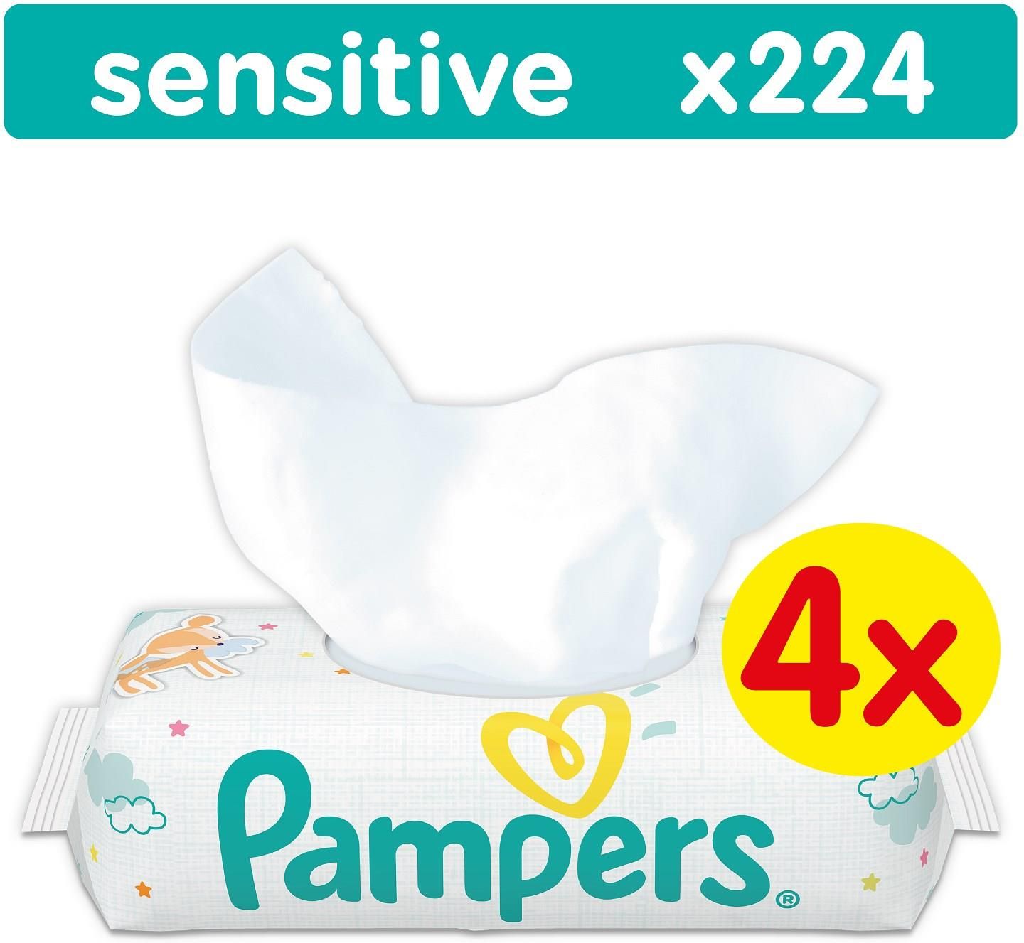 pampers sensitive chusteczki nawilżane 4x56 sztuk