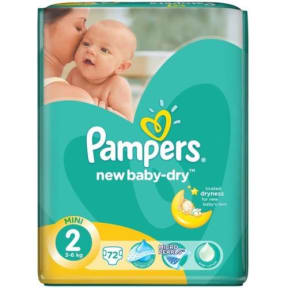 pampers new baby pieluchy rozmiar 2 mini 3-6kg 100 sztuk