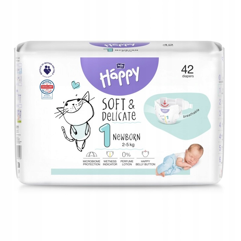 happy pieluchy 1 newborn 2-5kg wycięcie na pępek