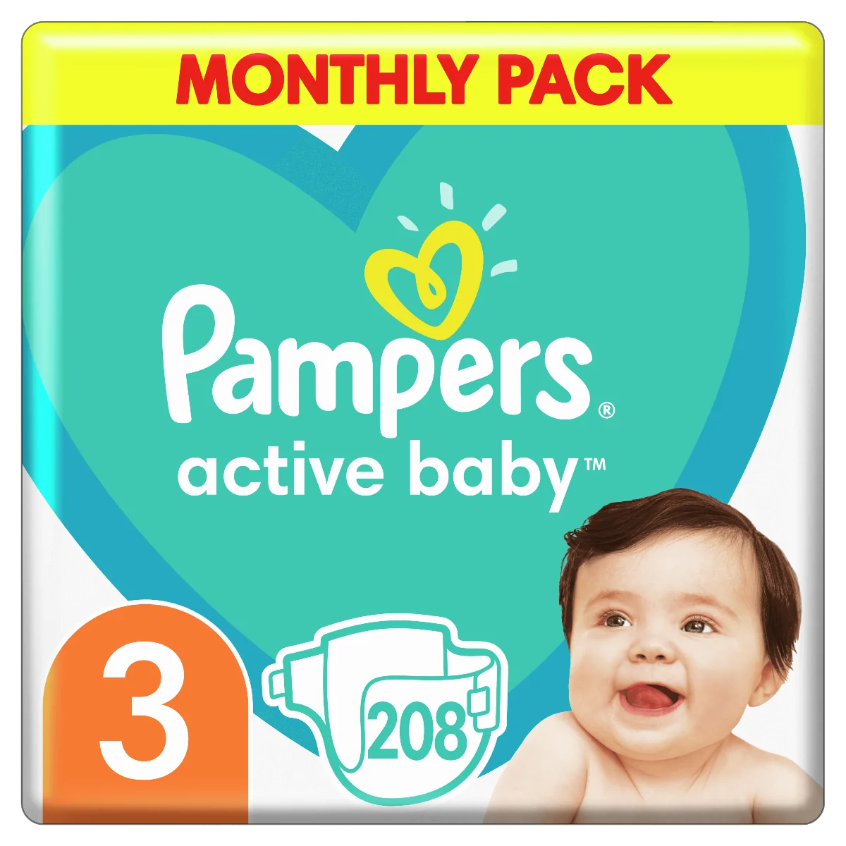 pampers active baby 3 208 sztuk