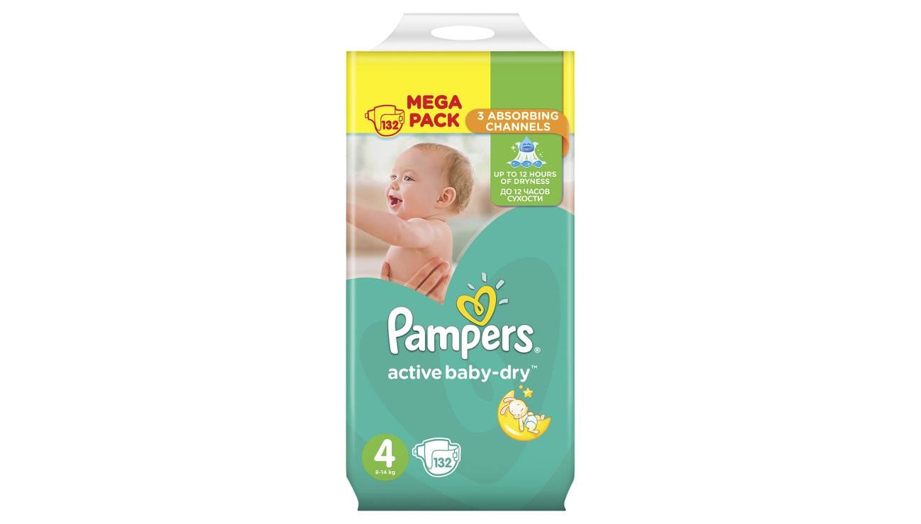 pampers active baby-dry pieluszki 4 maxi 132 sztuki