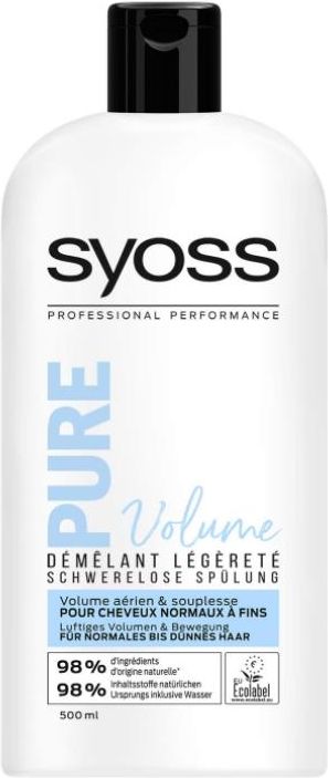 syoss pure volume ultralekka odżywka do cienkich włosów 500 ml