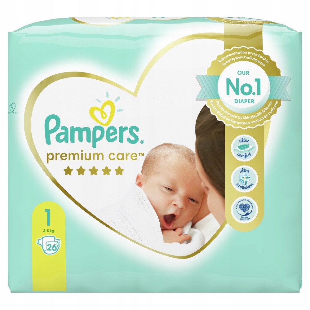 rosman pampers premium care rozmiar 1 2-5kg 22sztuki nowe