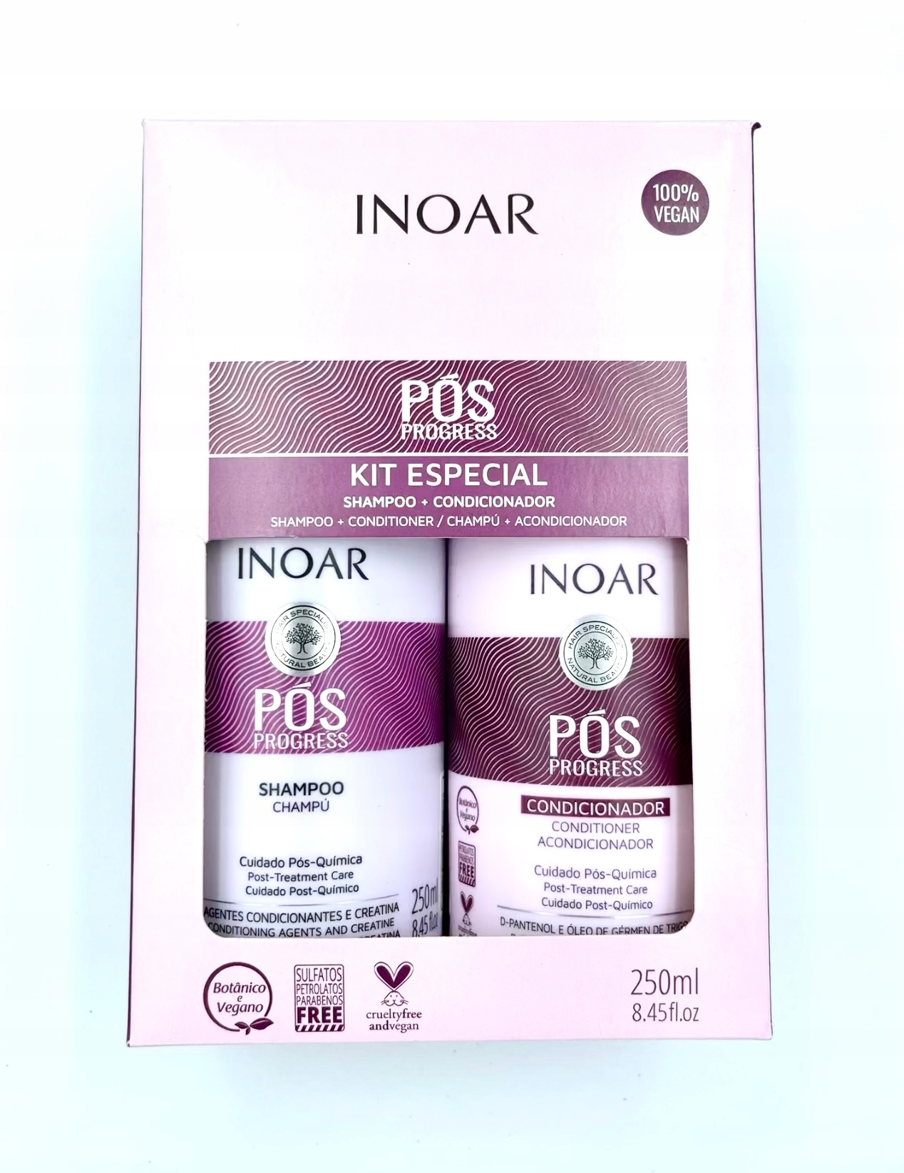 inoar pos progress szampon odżywka po keratynowym prostowaniu 2x250ml