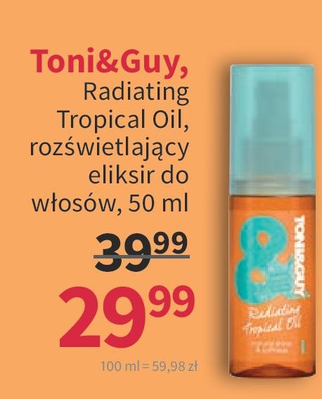 toni&guy rozświetlający eliksir do włosów olejek do włosów toni&guy