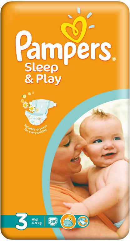 pampers sleep&play pieluchy rozmiar 3 midi 4-9kg 58 sztuk