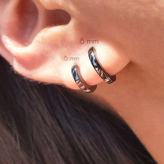 black huggie earrings