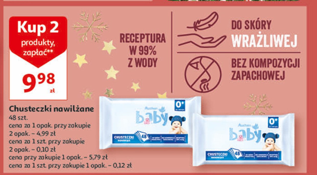 chusteczki nawilżane dla niemowląt pampers auchan cena