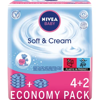 nivea baby chusteczki nawilżane soft & cream 6x63 sztuki