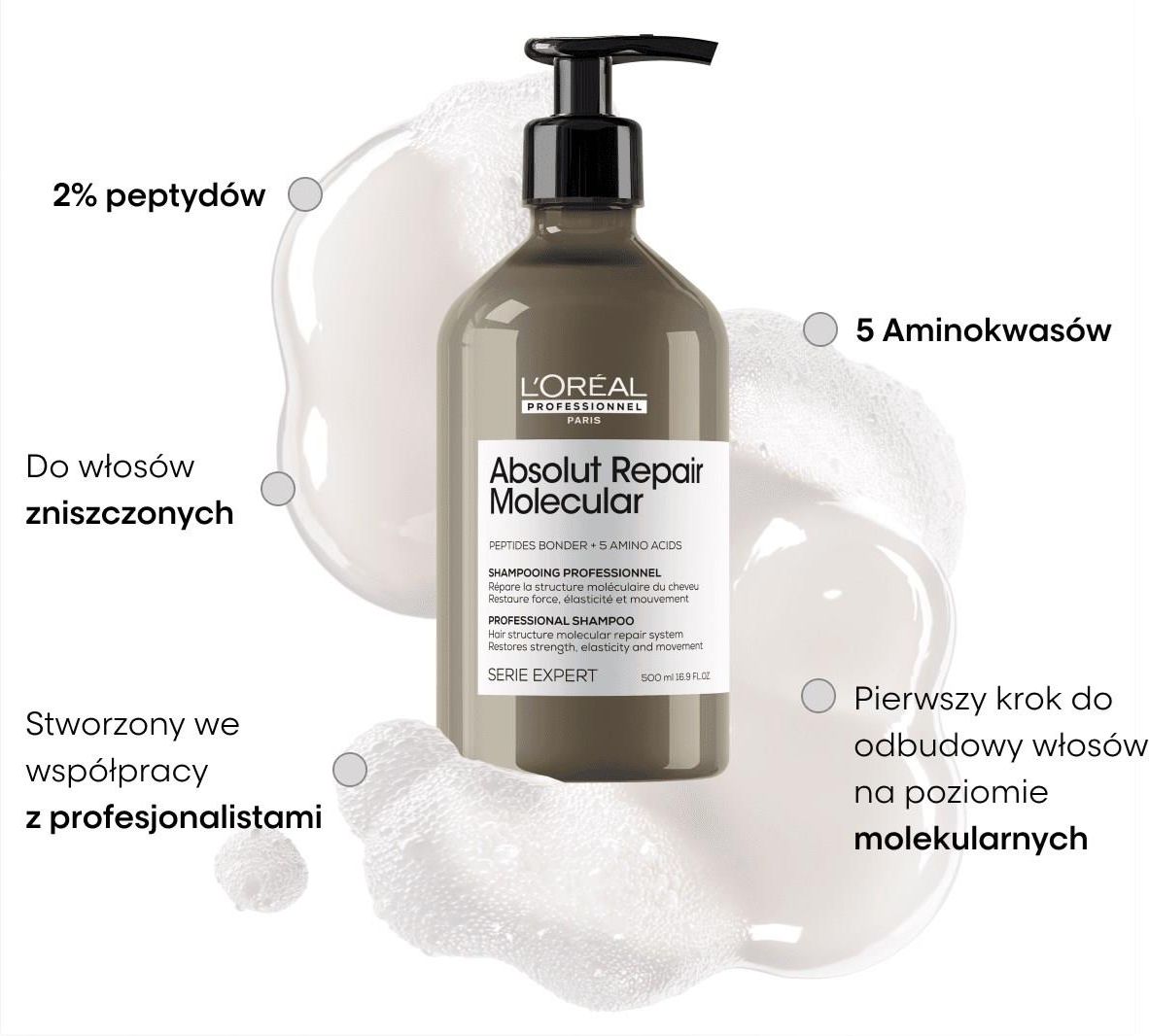 loreal absolut repair szampon regenerujący włosy zniszczone 500ml