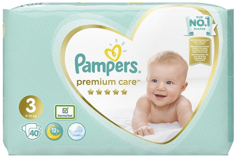 pampers premium care zielone a biale