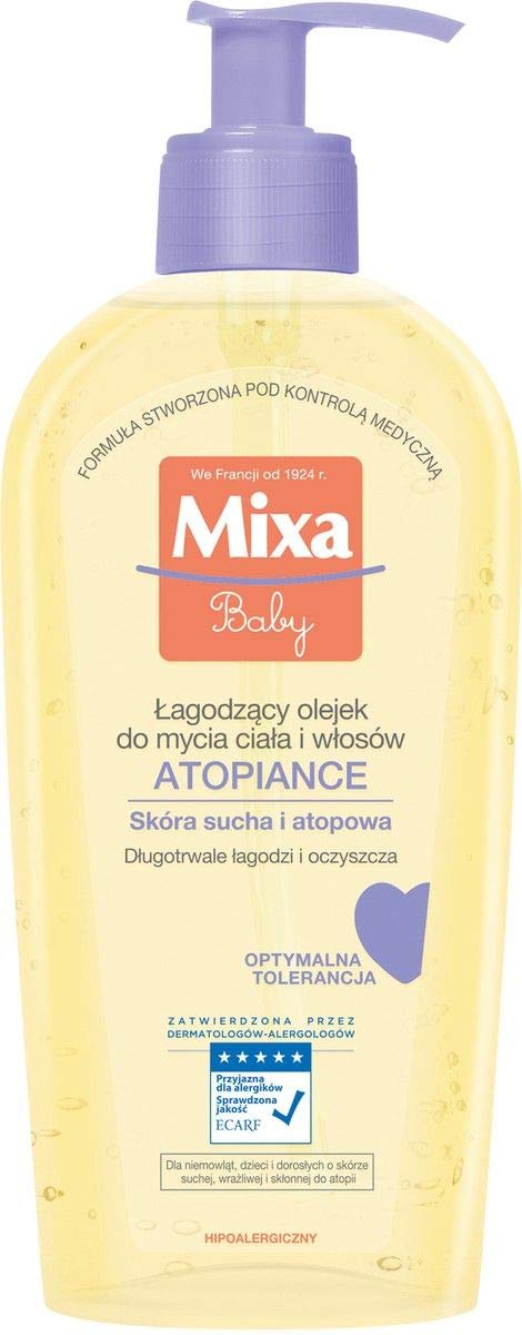 atopiance mixa baby łagodzący olejek do ciała i włosów skład