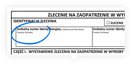 numer ewidencyjny zlecenia na pieluchomajtki