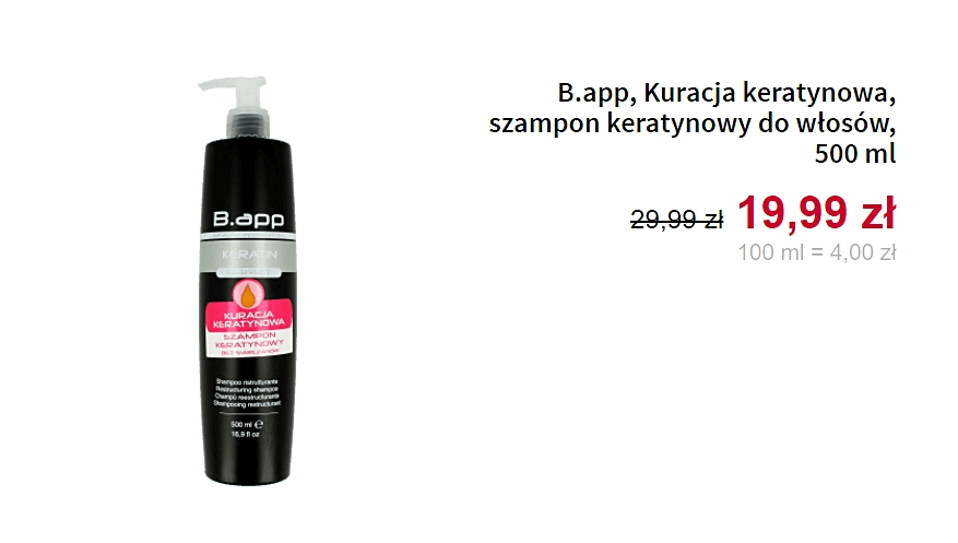 b.app kuracja szampon keratynowy do włosów 500ml