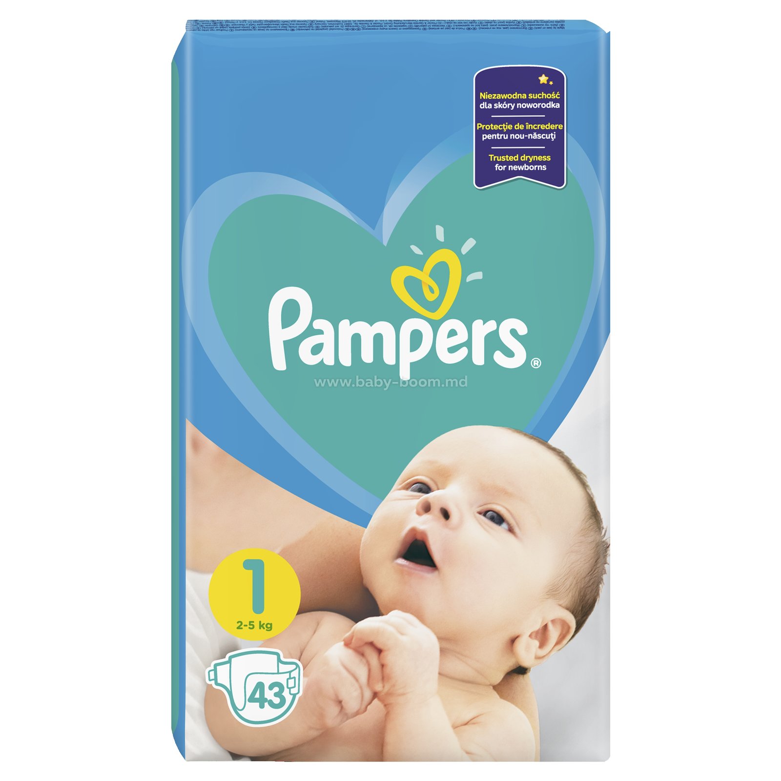 pampers new baby-dry pieluchy nr 1 2-5 kg 43 szt