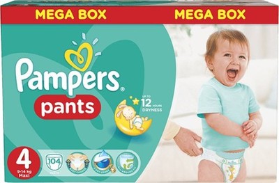 pieluchomajtki mega box pants 4 maxi 104 szt pampers 0215397